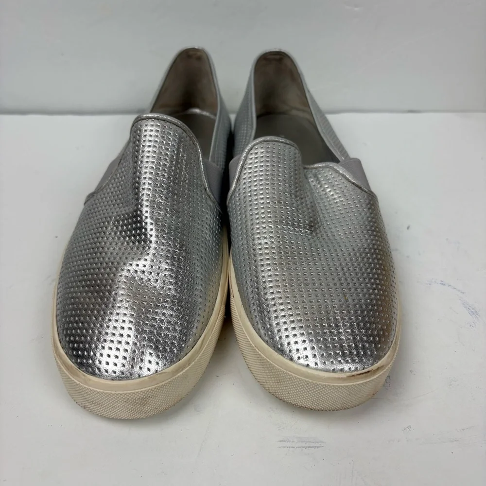 Vince Blair Silver Perforated Leather Blair Sneaker Slip-on Womens Size 9